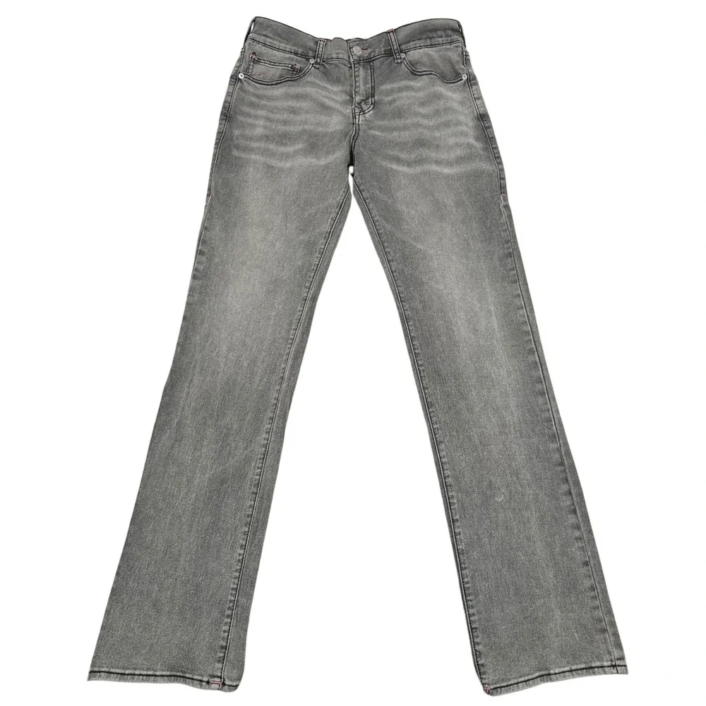 True Religion Ricky Relaxed Straight Jeans Mens 31x34 Gray Wash‎ Distressed NEW